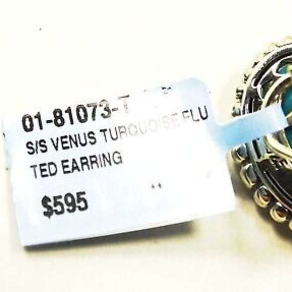 LAGOS Venus Sterling Silver 18K Gold Post Fluted Turquoise Earrings - Picture 3 of 10